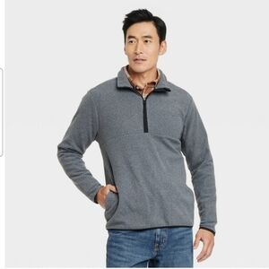 Men's Polar Fleece Half Zip Sweatshirt - Goodfellow & Co Black L